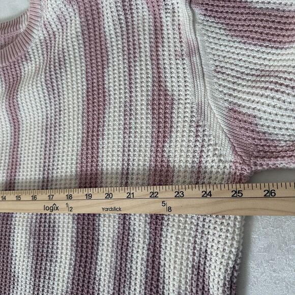 Pistola Sweater Womens Sz M Tie Dye Waffle Jumper Crewneck Pullover White Pink - Picture 3 of 13